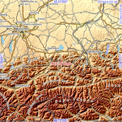 Topographic map of Reit im Winkl