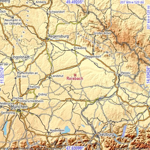 Topographic map of Reisbach