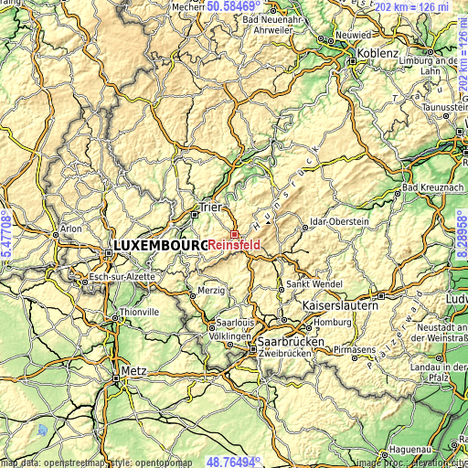 Topographic map of Reinsfeld