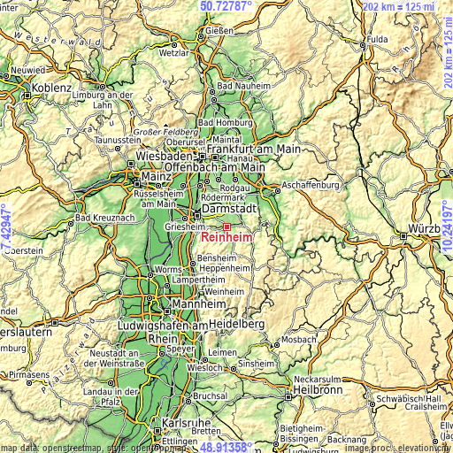 Topographic map of Reinheim