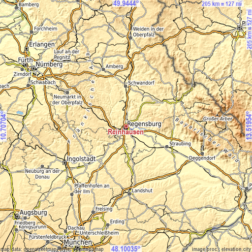 Topographic map of Reinhausen