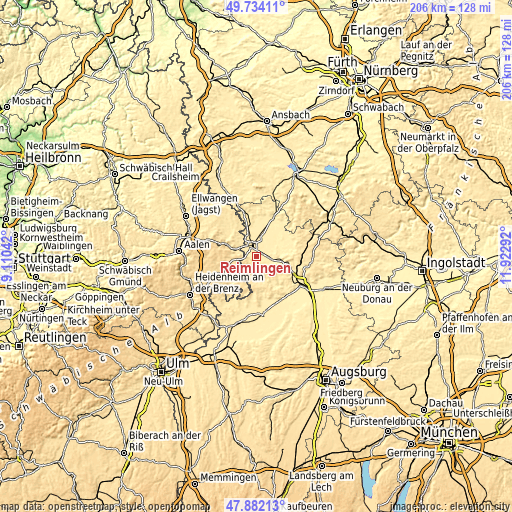 Topographic map of Reimlingen