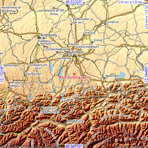 Topographic map of Reichertshausen