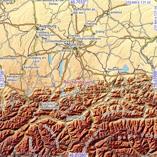 Topographic map of Reichersbeuern