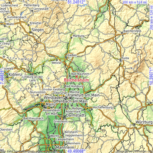 Topographic map of Reichelsheim