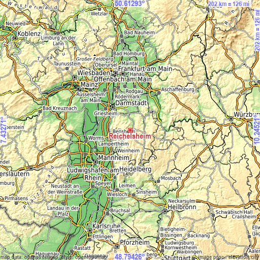 Topographic map of Reichelsheim