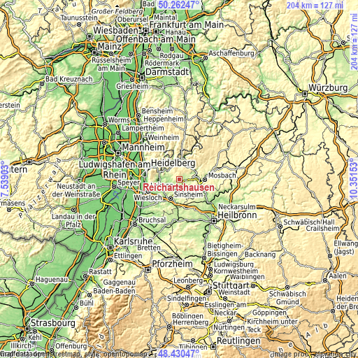 Topographic map of Reichartshausen