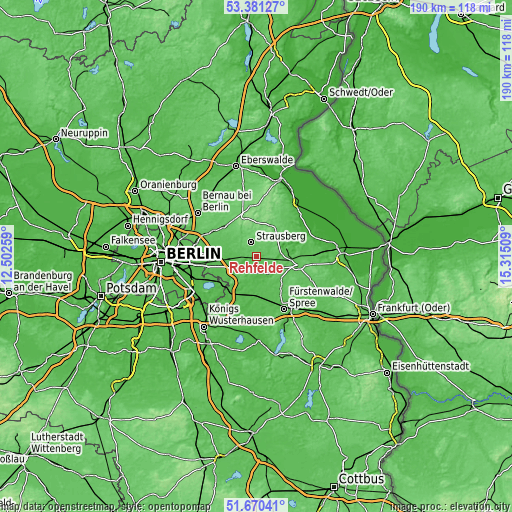 Topographic map of Rehfelde