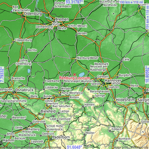 Topographic map of Rehburg-Loccum