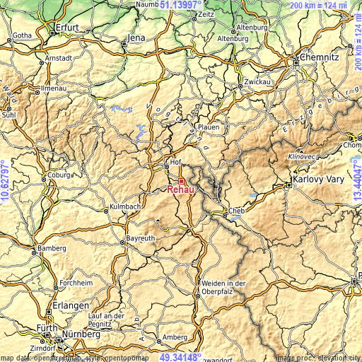 Topographic map of Rehau