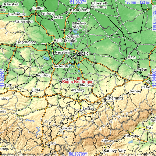 Topographic map of Regis-Breitingen