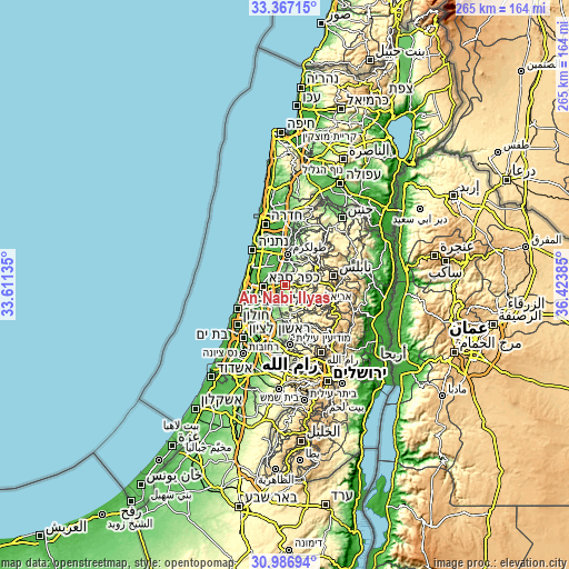 Topographic map of An Nabī Ilyās