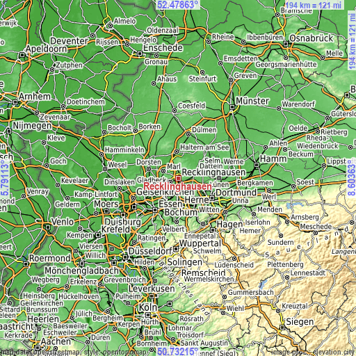 Topographic map of Recklinghausen