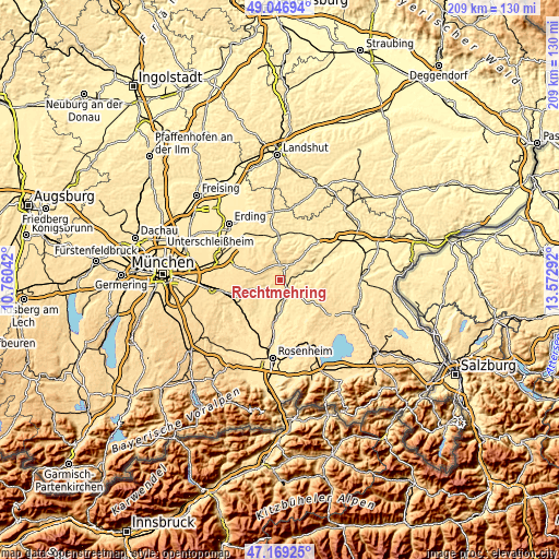 Topographic map of Rechtmehring