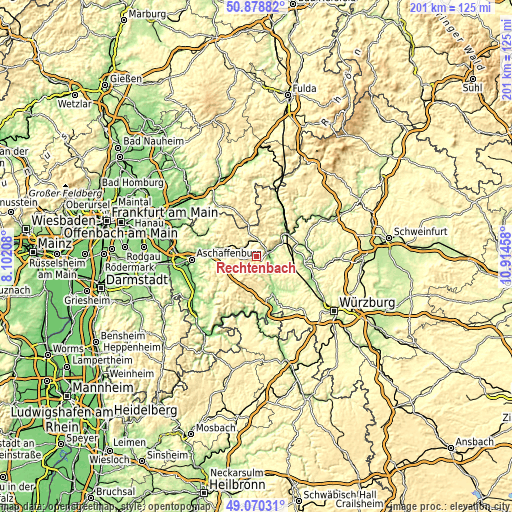 Topographic map of Rechtenbach