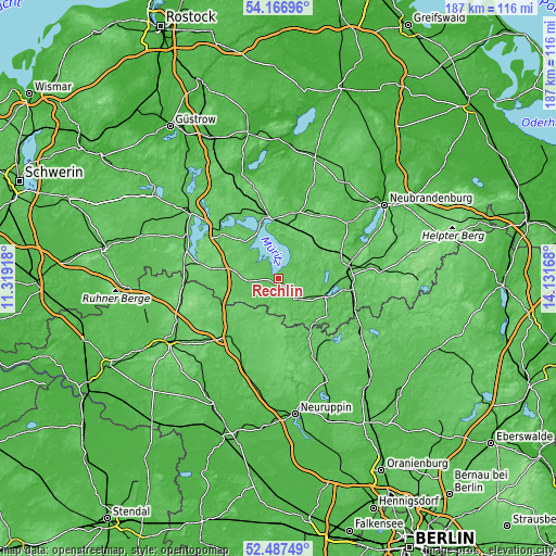 Topographic map of Rechlin