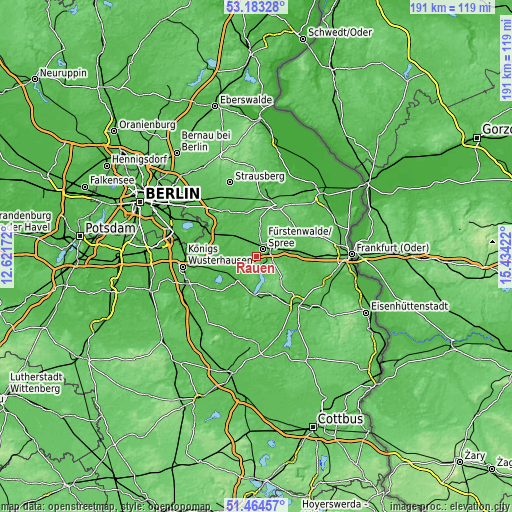 Topographic map of Rauen