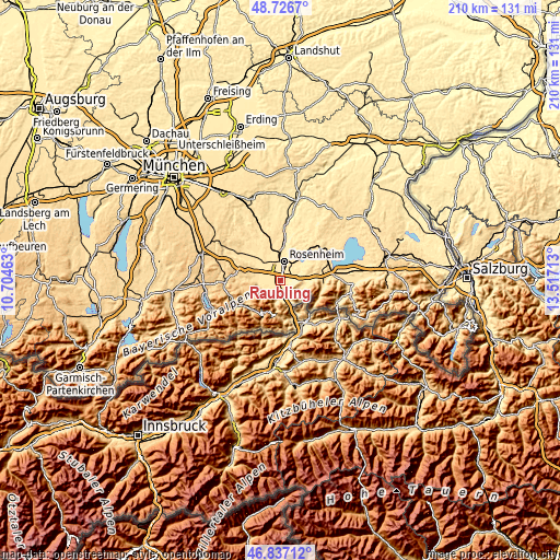 Topographic map of Raubling