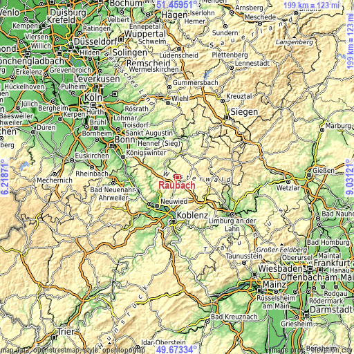 Topographic map of Raubach