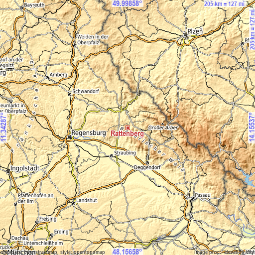 Topographic map of Rattenberg