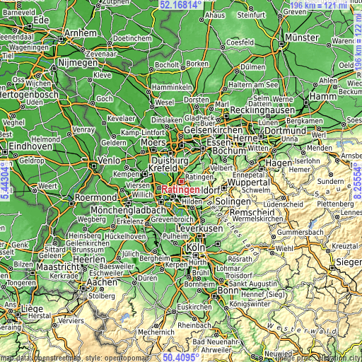 Topographic map of Ratingen