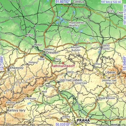 Topographic map of Rathmannsdorf