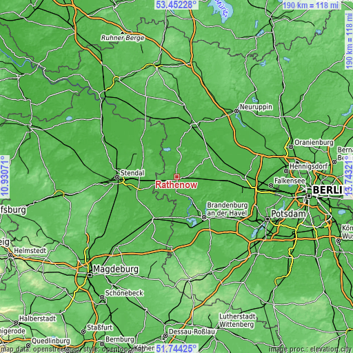 Topographic map of Rathenow