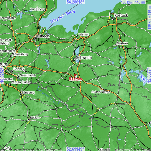 Topographic map of Rastow