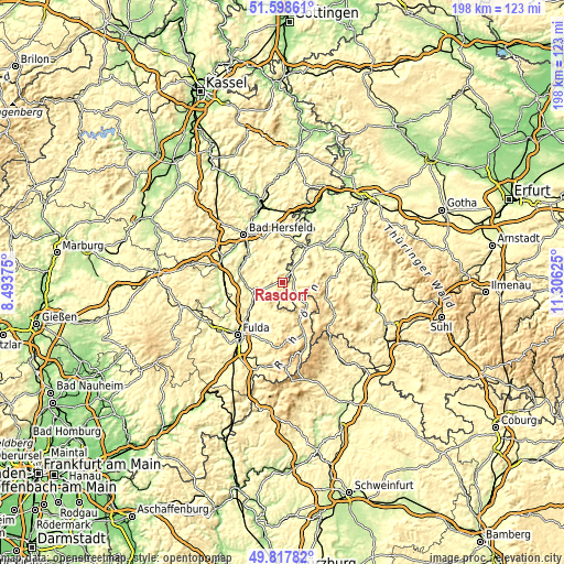 Topographic map of Rasdorf