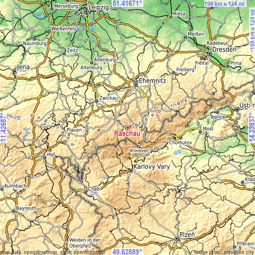 Topographic map of Raschau