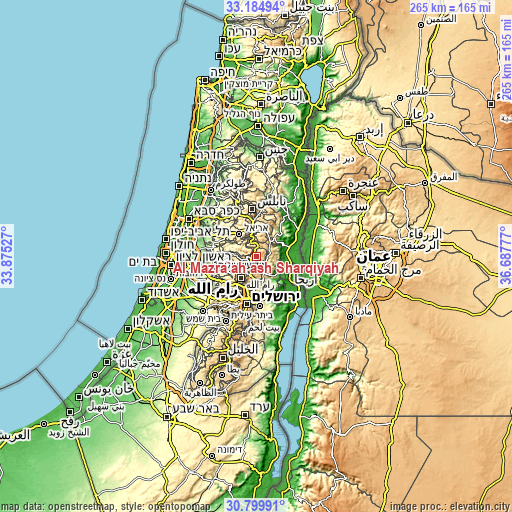 Topographic map of Al Mazra‘ah ash Sharqīyah