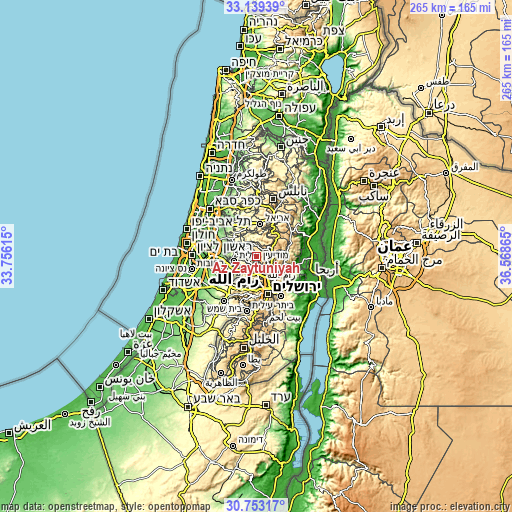 Topographic map of Az Zaytūnīyah