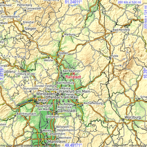 Topographic map of Ranstadt