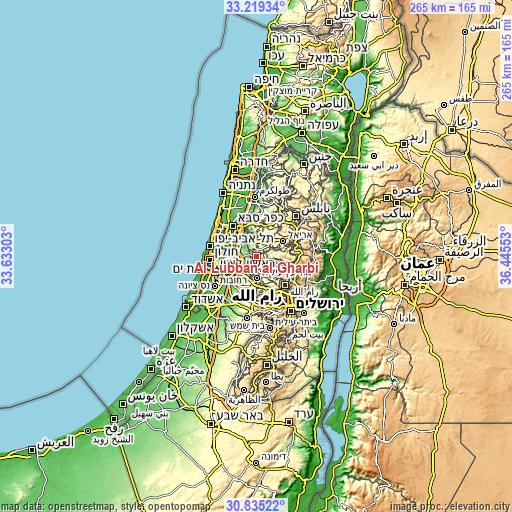 Topographic map of Al Lubban al Gharbī