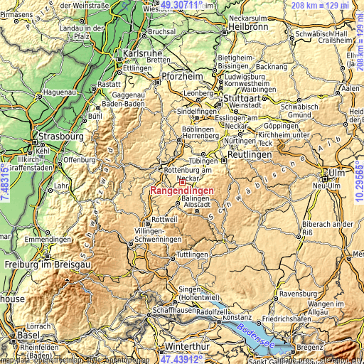 Topographic map of Rangendingen