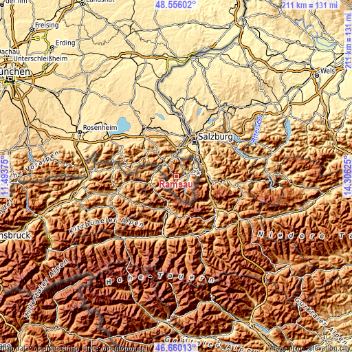 Topographic map of Ramsau