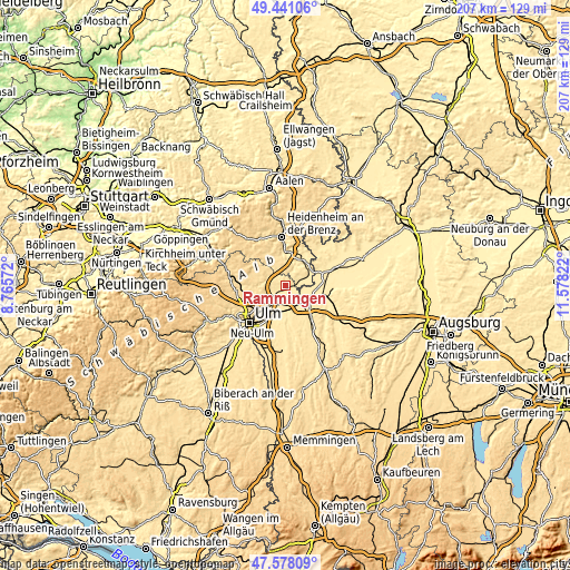 Topographic map of Rammingen