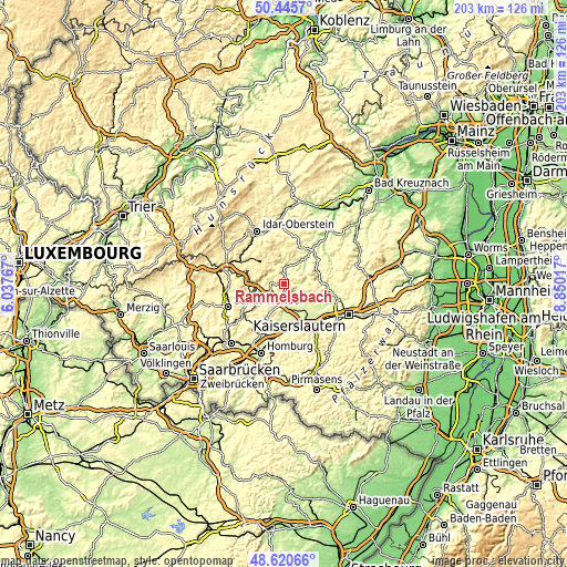 Topographic map of Rammelsbach