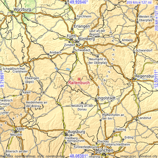 Topographic map of Raitenbuch