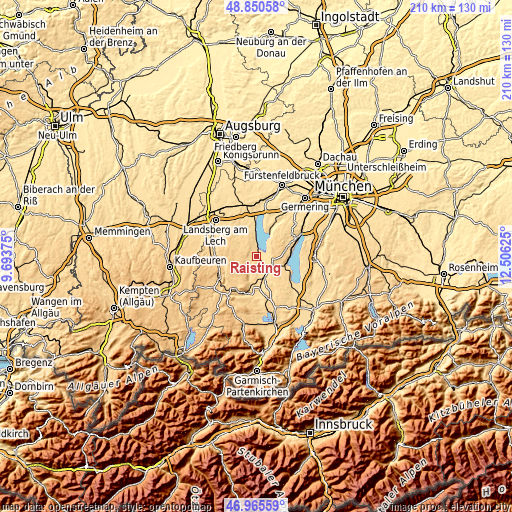 Topographic map of Raisting