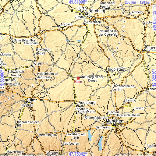 Topographic map of Rain