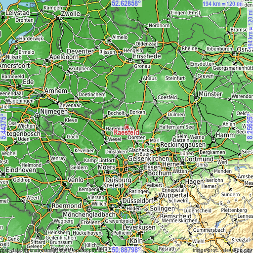 Topographic map of Raesfeld