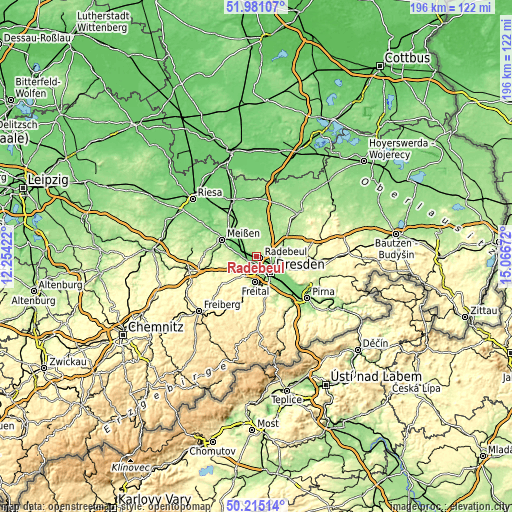 Topographic map of Radebeul