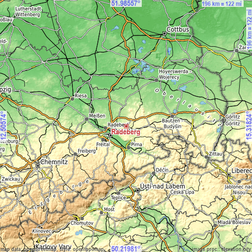 Topographic map of Radeberg