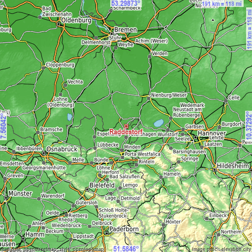 Topographic map of Raddestorf