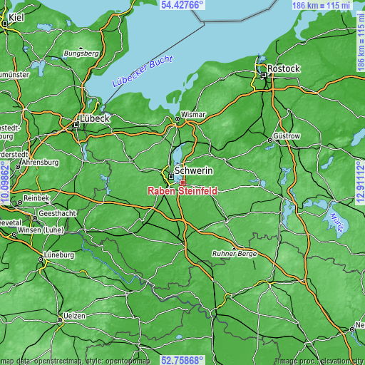 Topographic map of Raben Steinfeld