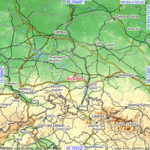 Topographic map of Quitzdorf