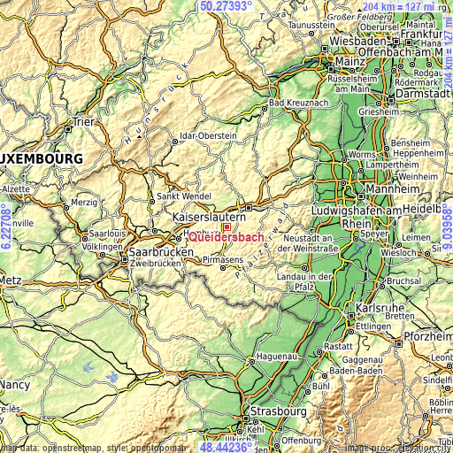 Topographic map of Queidersbach