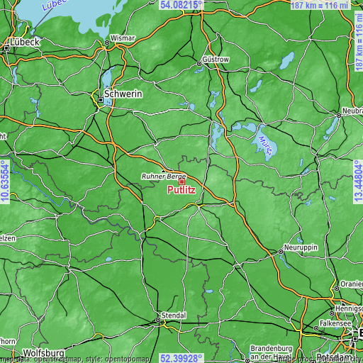 Topographic map of Putlitz