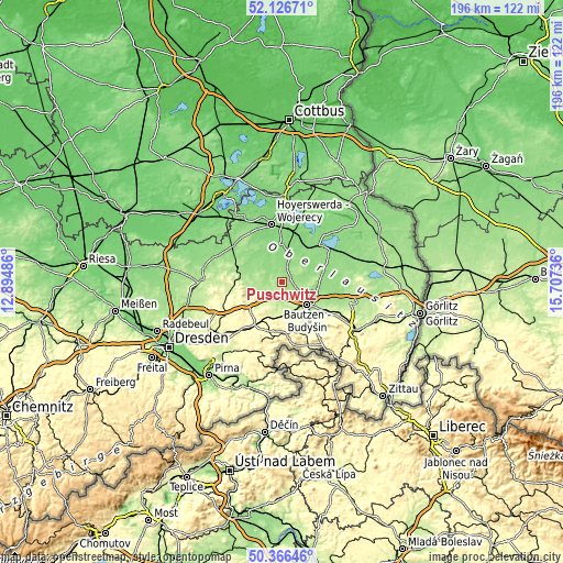 Topographic map of Puschwitz